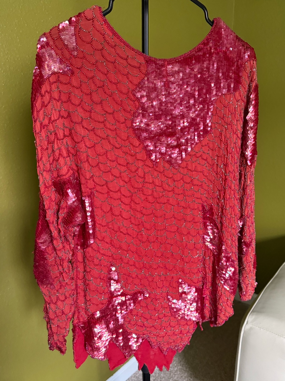 VINTAGE MAHARAJ Embellished Pure Silk Coral Top size Small